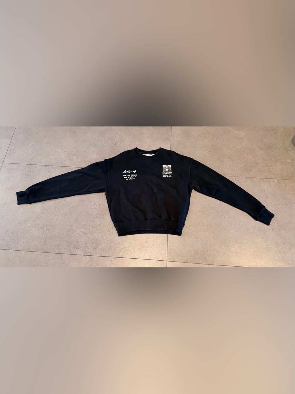 Off-White Black Crewneck Sweatshirt with White Graphics